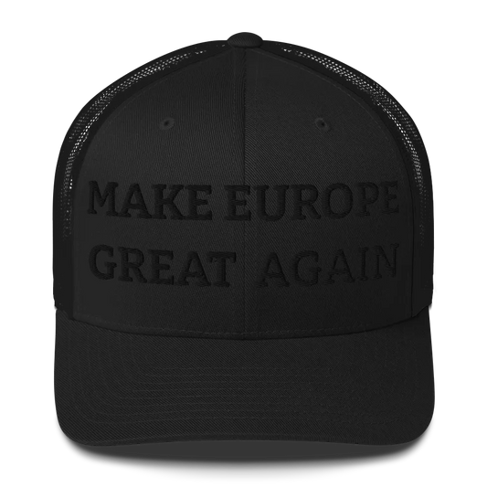 Monochrome Black "Make Europe Great Again" / MEGA Trucker Cap Front View