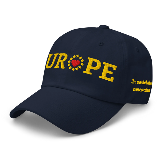 Navy Blue EUROPE Cap with National Flag of Poland and "Show the Love for Europe" emblem Left Front View