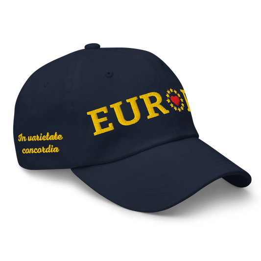 Navy Blue "EUROPE" Cap with "Show the Love for EU" emblem Right Front View