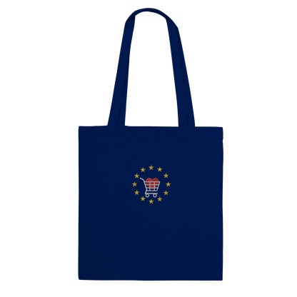 Navy Blue "Buy European" Embroidered Tote Bag