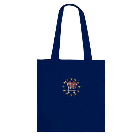 Navy Blue "Buy European" Embroidered Tote Bag