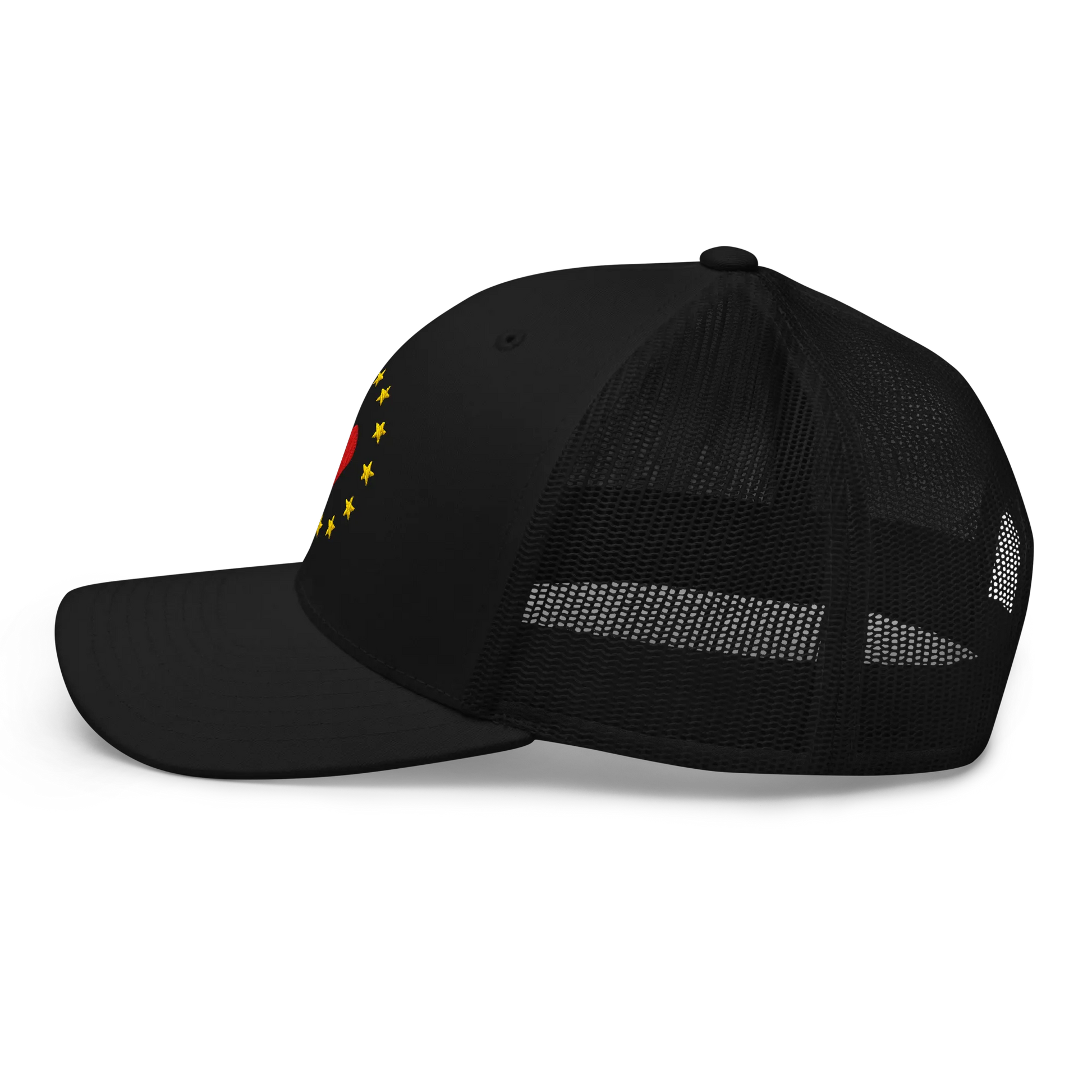 Black "Show the Love for EU" Trucker Cap Left View