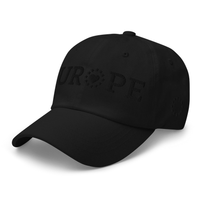 Monochrome Black "EUROPE" Cap with "Show the Love for EU" emblem Left Front View