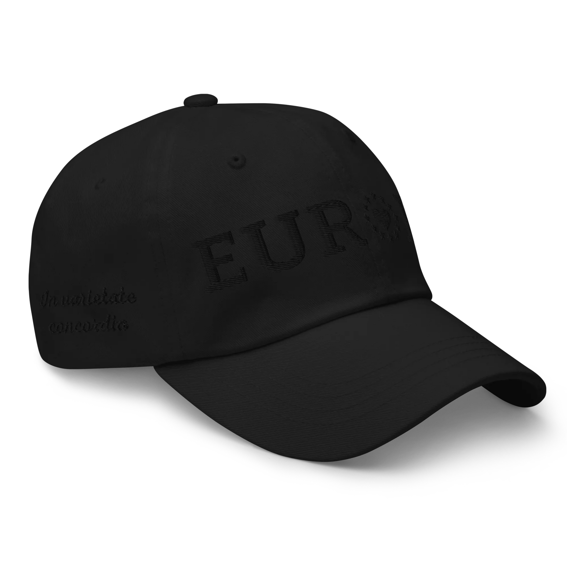Monochrome Black "EUROPE" Cap with "Show the Love for Europe" emblem Right Front View
