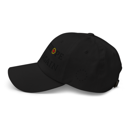 Monochrome Black "Make Europe Great Again" / MEGA Cap with "Show the Love for EU" emblem in full color Left View