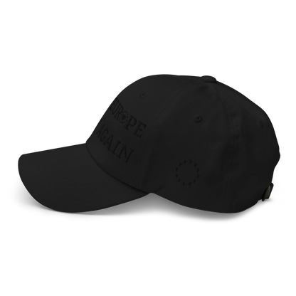 Monochrome Black "Make Europe Great Again" / MEGA Cap with "Show the Love for Europe" emblem Left View