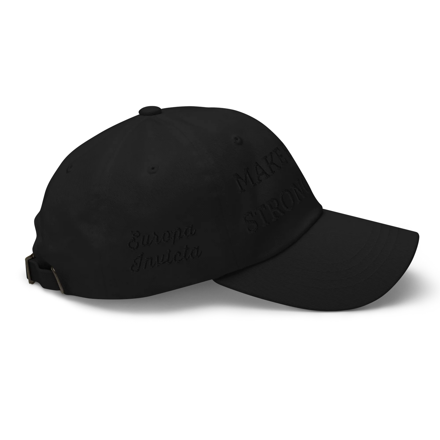 Monochrome Black "Make Europe Strong Again" / MESA Cap with "Show the Love for Europe" emblem Right View