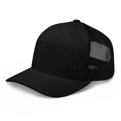 Monochrome Black "Make Europe Strong Again" / MESA Trucker Cap Left Front View