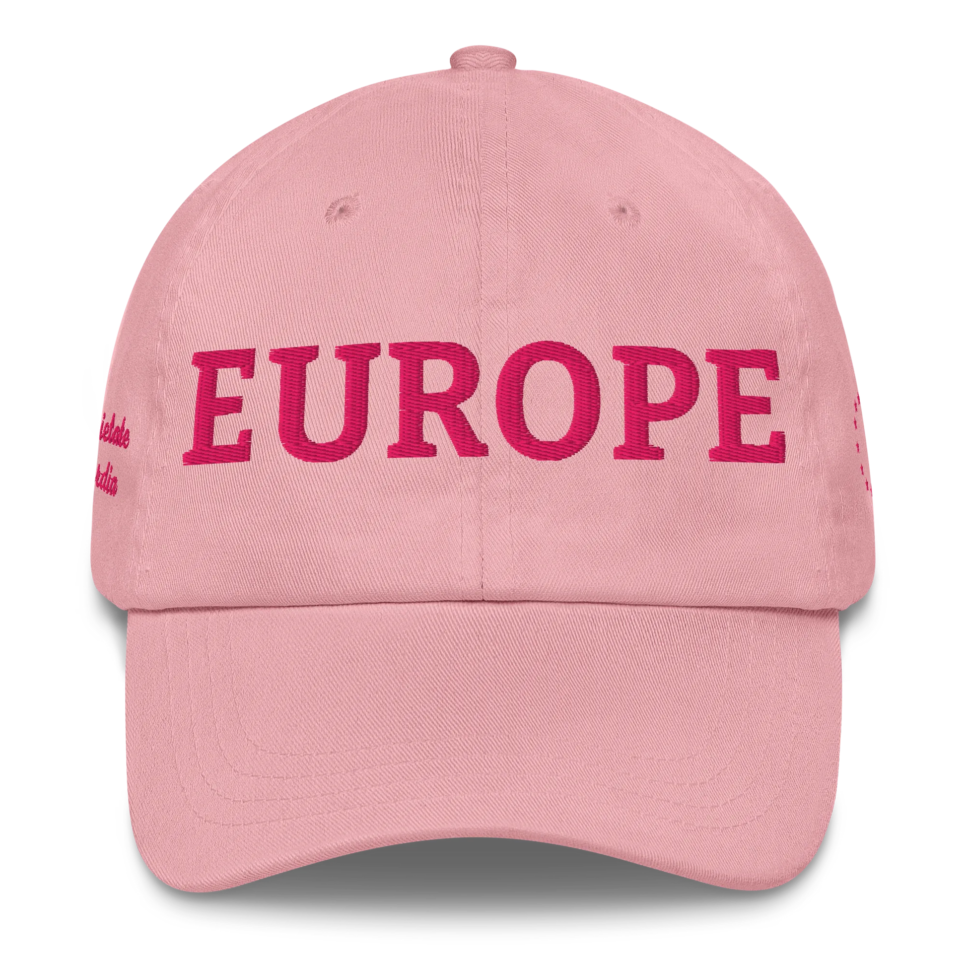 Monochrome Pink "EUROPE" Cap Front View