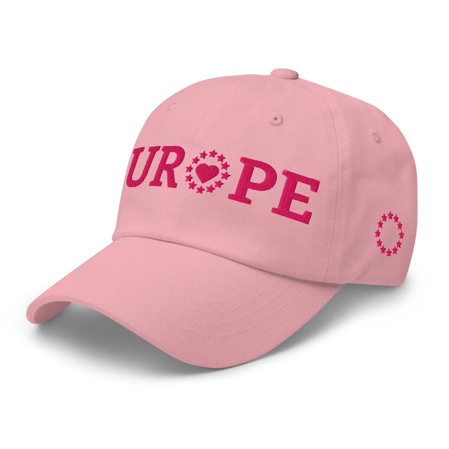 Monochrome Pink "EUROPE" Cap with "Show the Love for EU" emblem Left Front View
