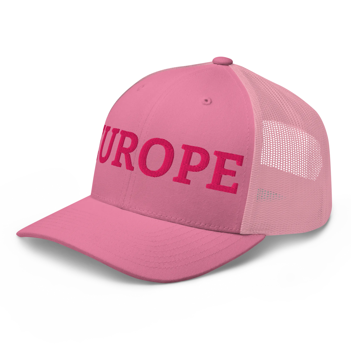 Monochrome Pink EUROPE Trucker Cap Left Front View