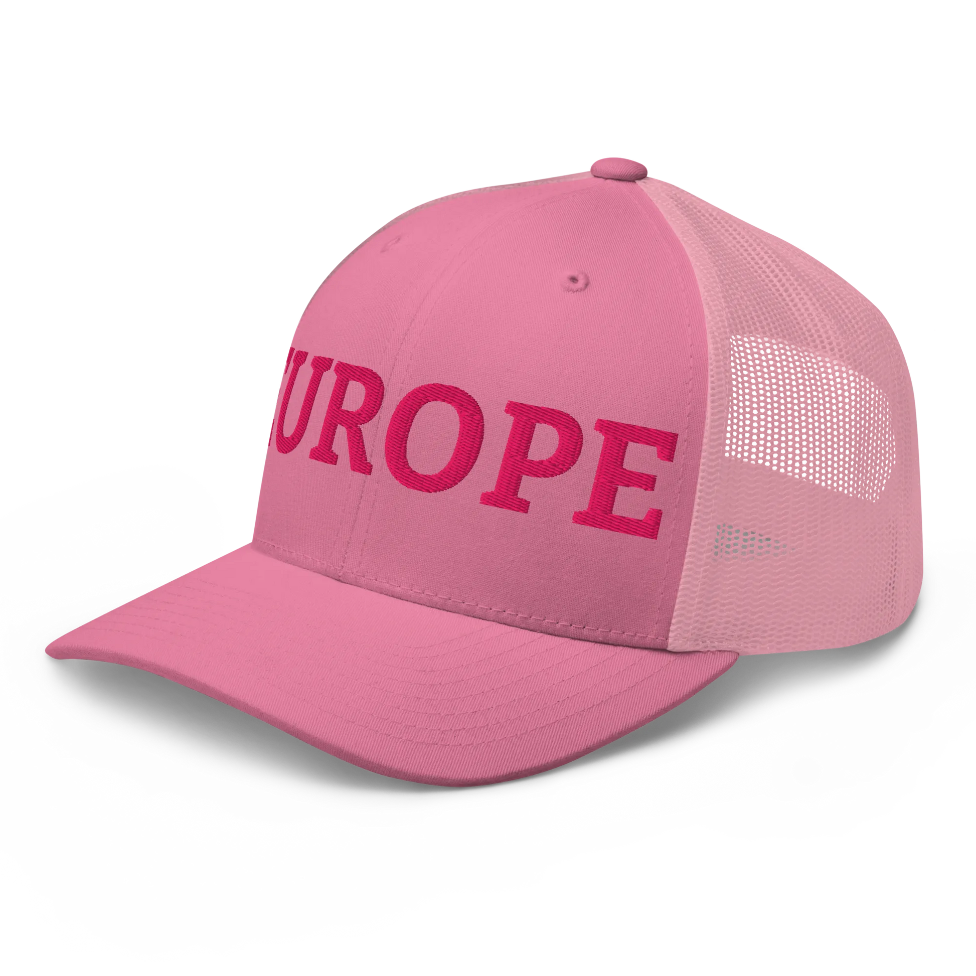 Monochrome Pink EUROPE Trucker Cap Left Front View