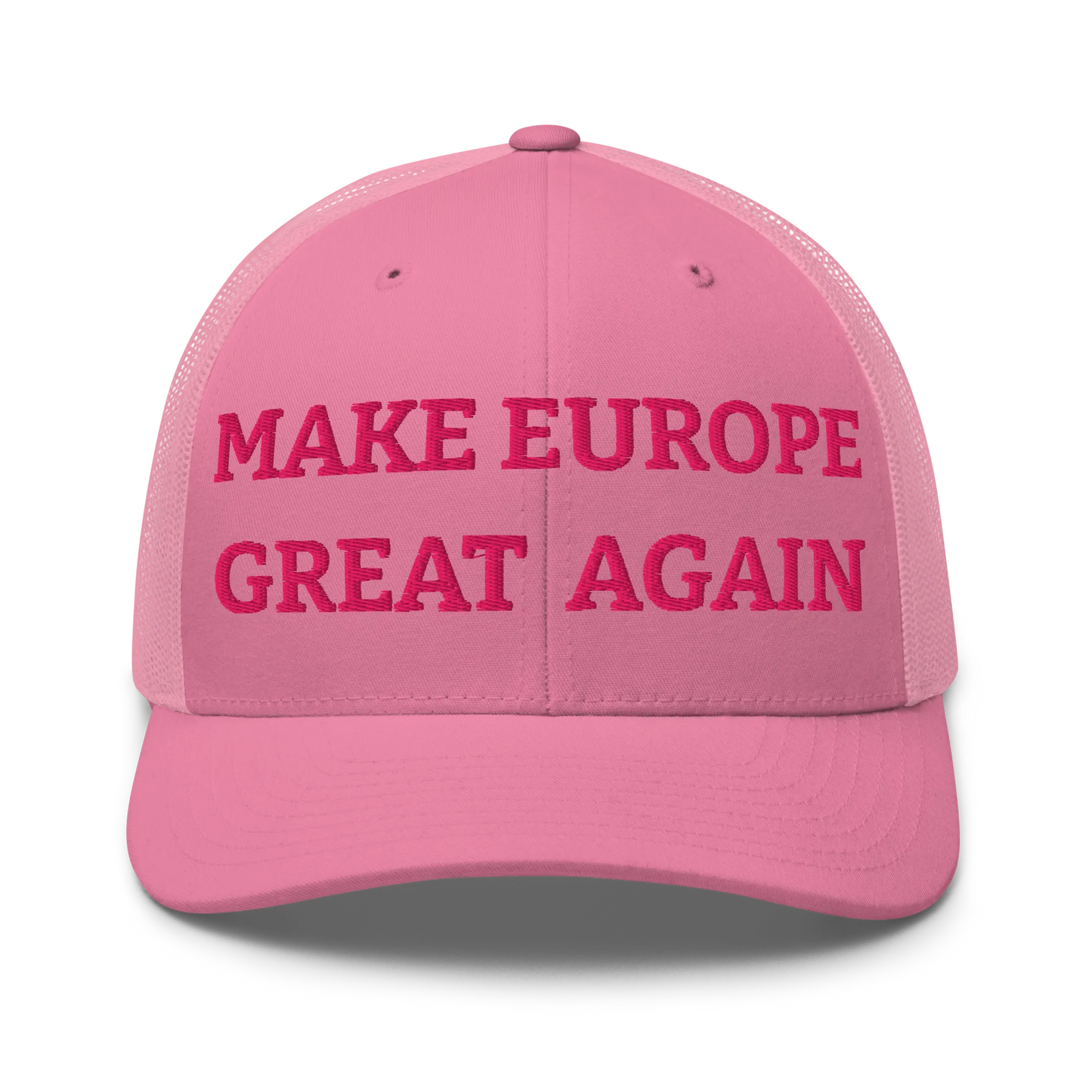 Monochrome Pink "Make Europe Great Again" / MEGA Trucker Cap Front View