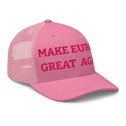 Monochrome Pink "Make Europe Great Again" / MEGA Trucker Cap Right Front View