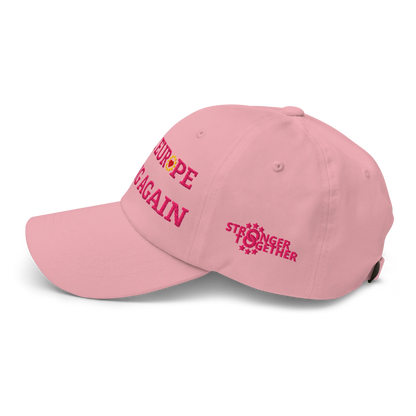 Monochrome Pink "Make Europe Strong Again" / MESA Cap with "Show the Love for Europe" emblem in full color Left View