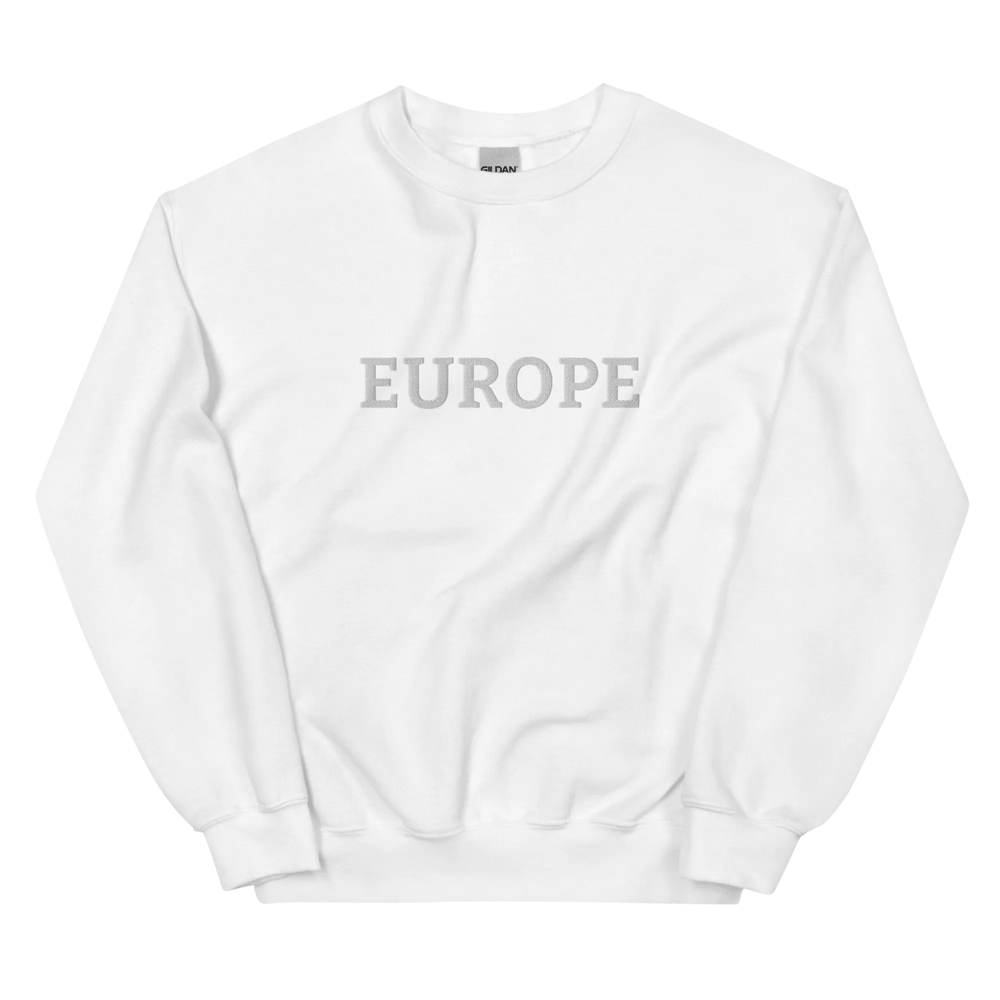Monochrome White "EUROPE" Unisex Sweatshirt Front View
