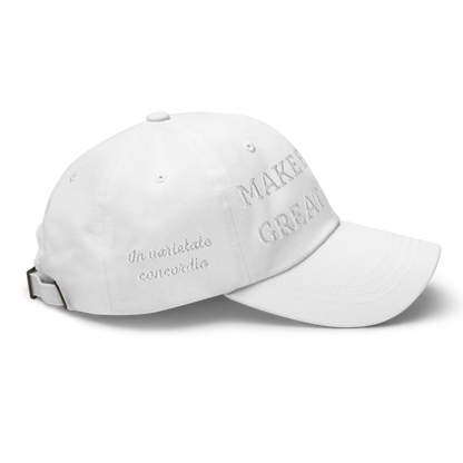 Monochrome White "Make Europe Great Again" / MEGA Cap with "Show the Love for Europe" emblem Right View