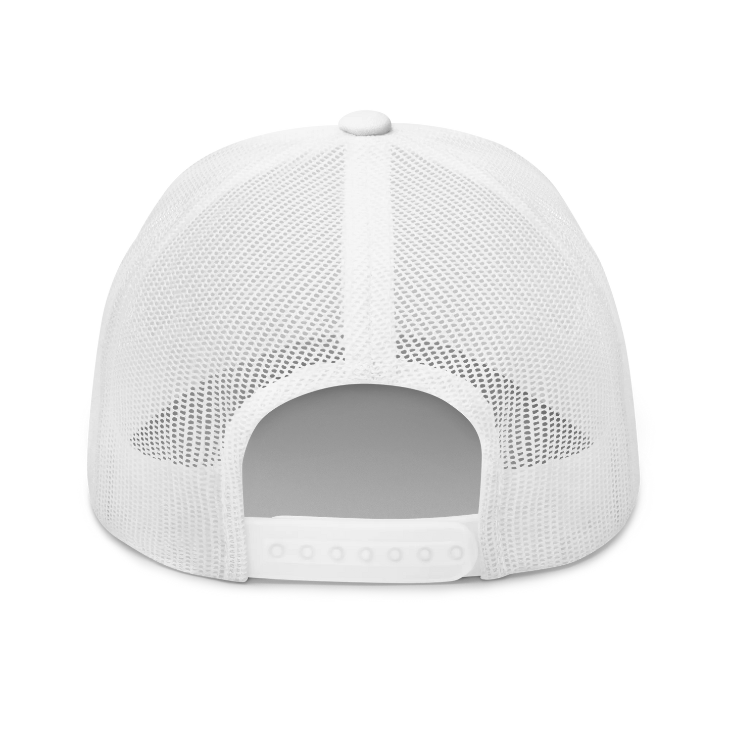 Monochrome White "Make Europe Great Again" / MEGA Trucker Cap with "Show the Love for EU" emblem Back View