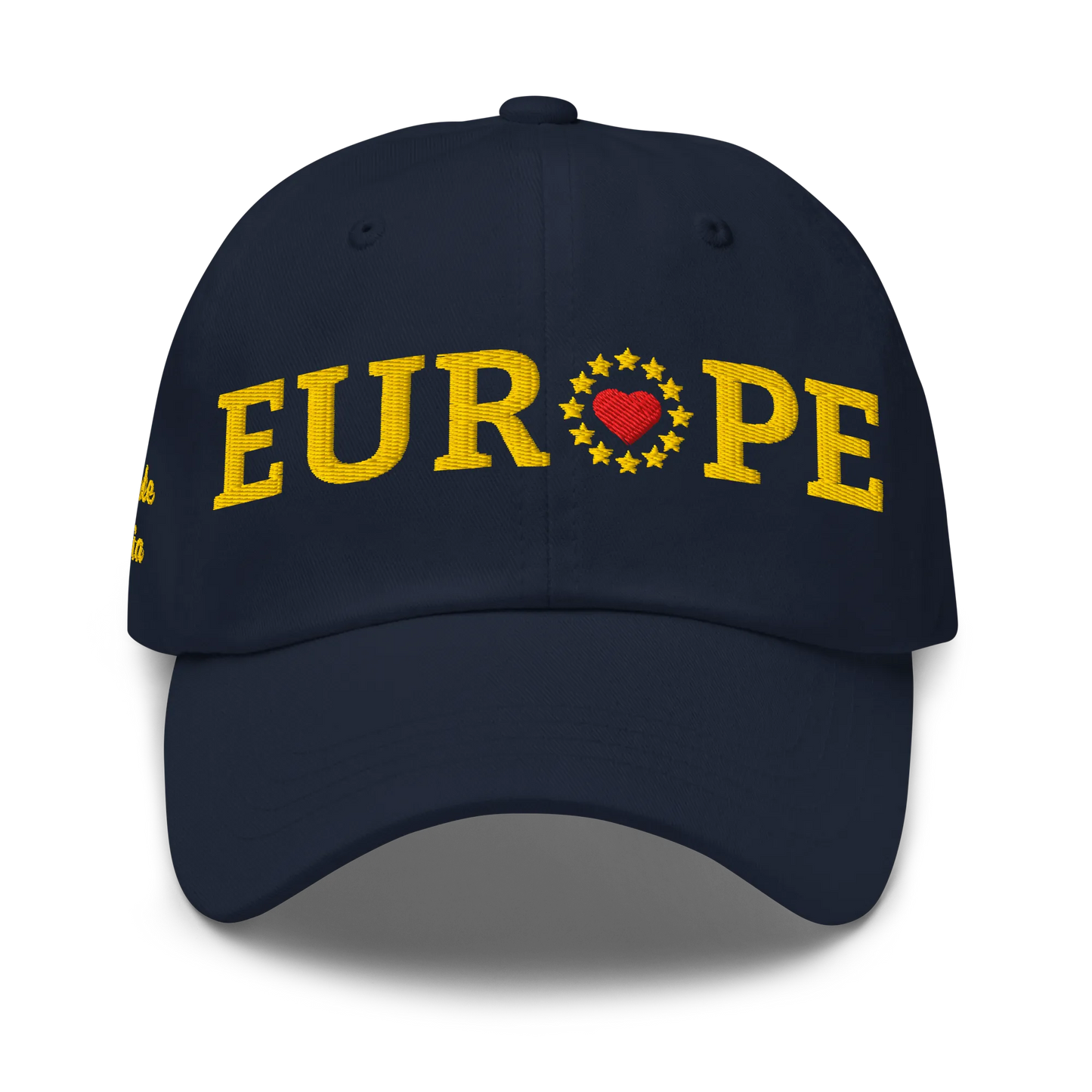 Navy Blue "EUROPE" Cap with "Show the Love for EU" emblem Front View