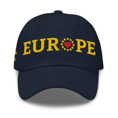 Navy Blue "EUROPE" Cap with "Show the Love for EU" emblem Front View