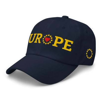 Navy Blue "EUROPE" Cap with "Show the Love for EU" emblem Left Front View