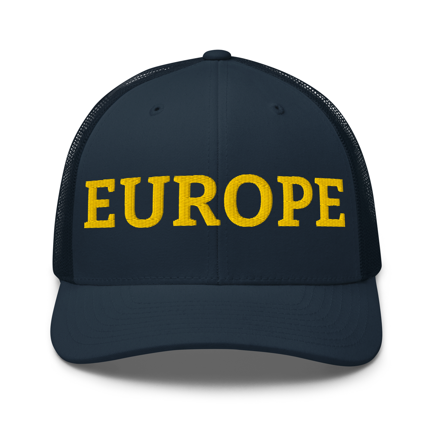 Navy Blue "EUROPE" Trucker Cap Front View