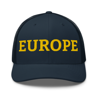 Navy Blue "EUROPE" Trucker Cap Front View