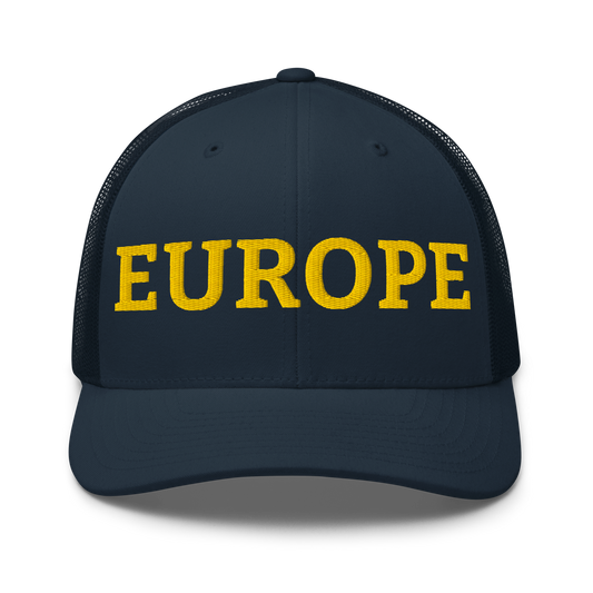 Navy Blue "EUROPE" Trucker Cap Front View
