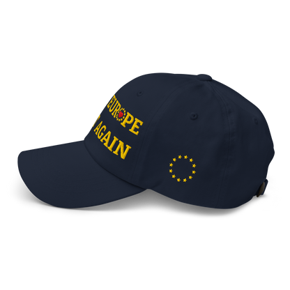 Navy Blue "Make Europe Great Again" / MEGA Cap with "Show the Love for EU" emblem Left View