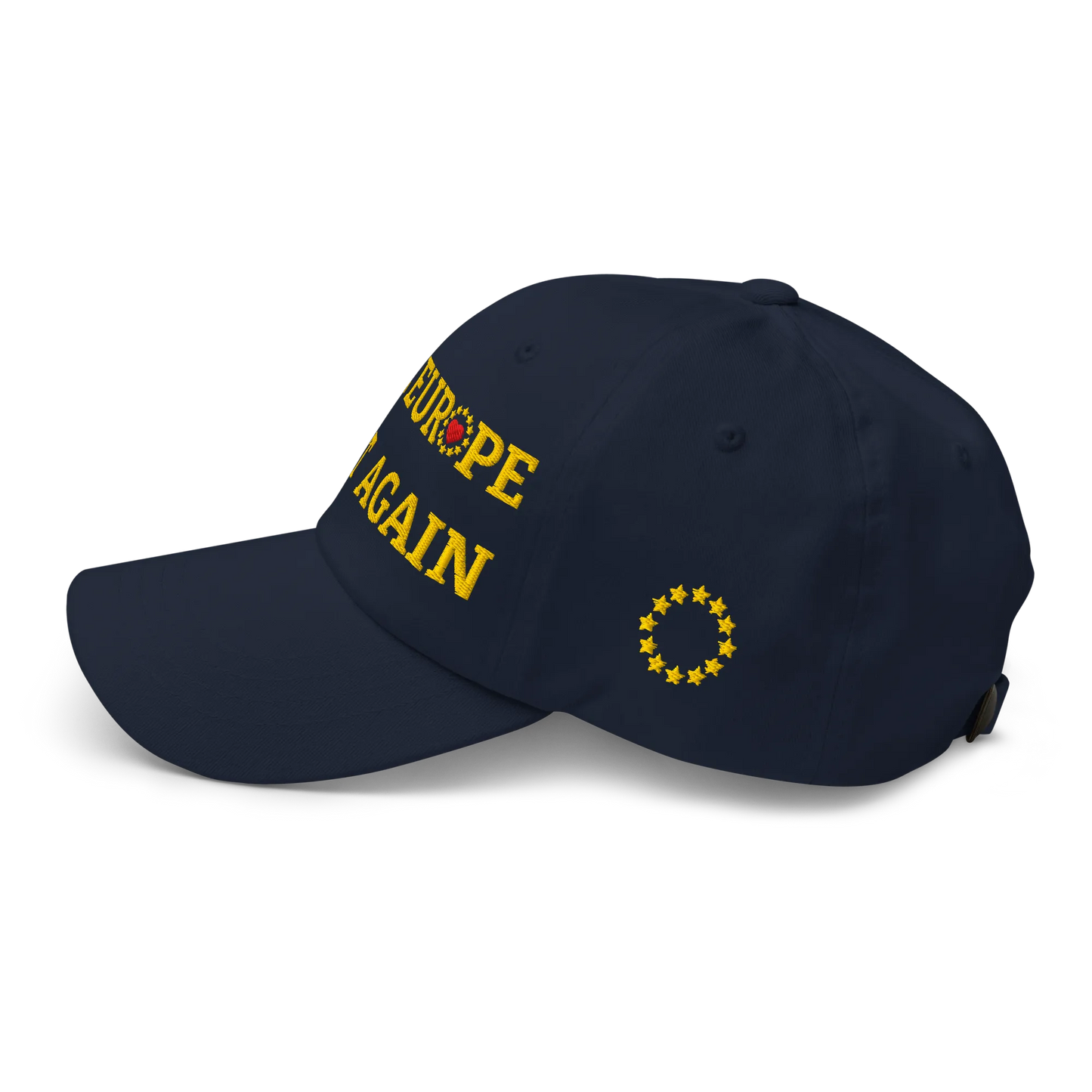 Navy Blue "Make Europe Great Again" / MEGA Cap with "Show the Love for Europe" emblem Left View