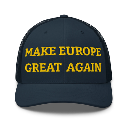 Navy Blue "Make Europe Great Again" / MEGA Trucker Cap Front View