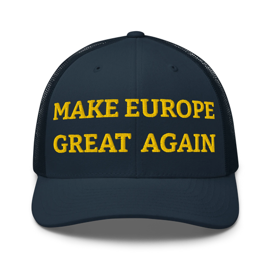 Navy Blue "Make Europe Great Again" / MEGA Trucker Cap Front View