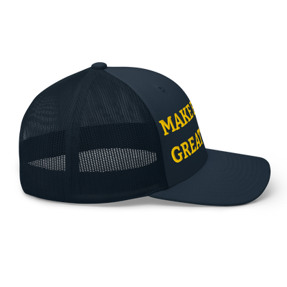 Navy Blue "Make Europe Great Again" / MEGA Trucker Cap with "Show the Love for EU" emblem Right View