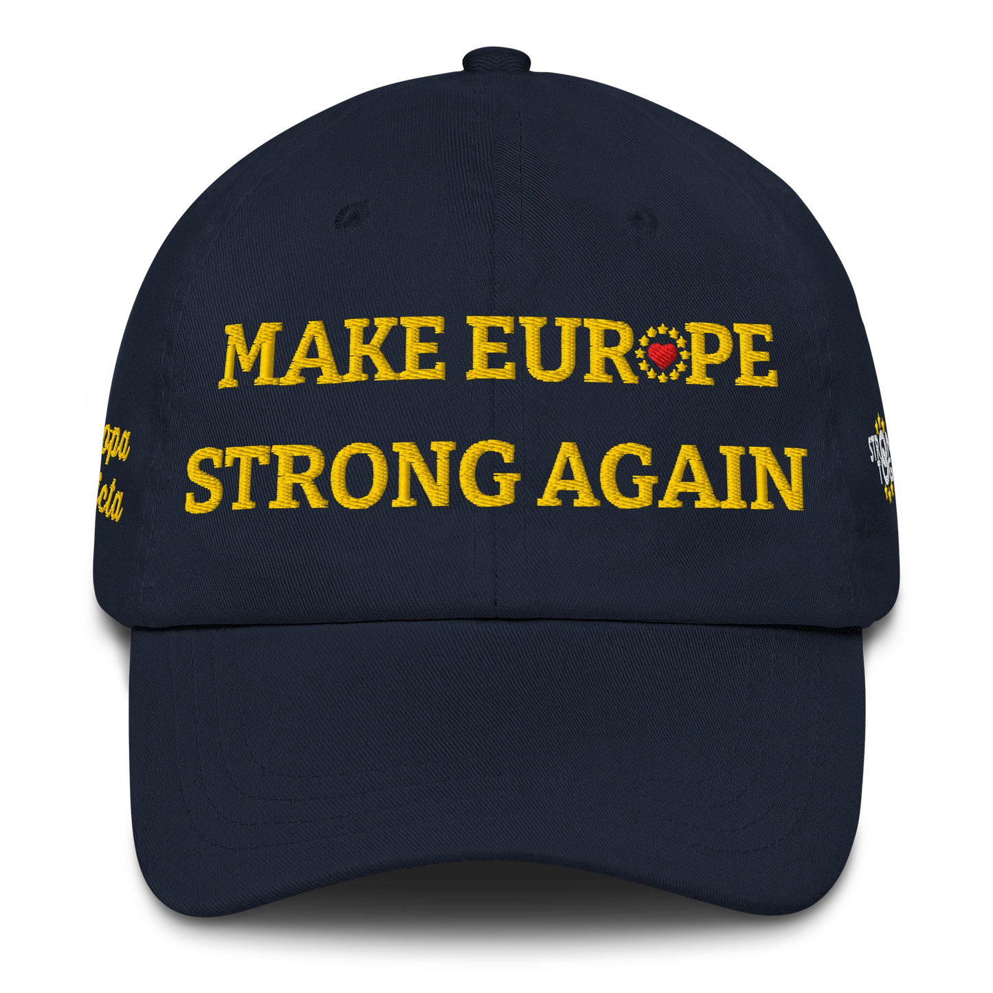 Navy Blue "Make Europe Strong Again" / MESA Cap with "Show the Love for Europe" emblem Front View