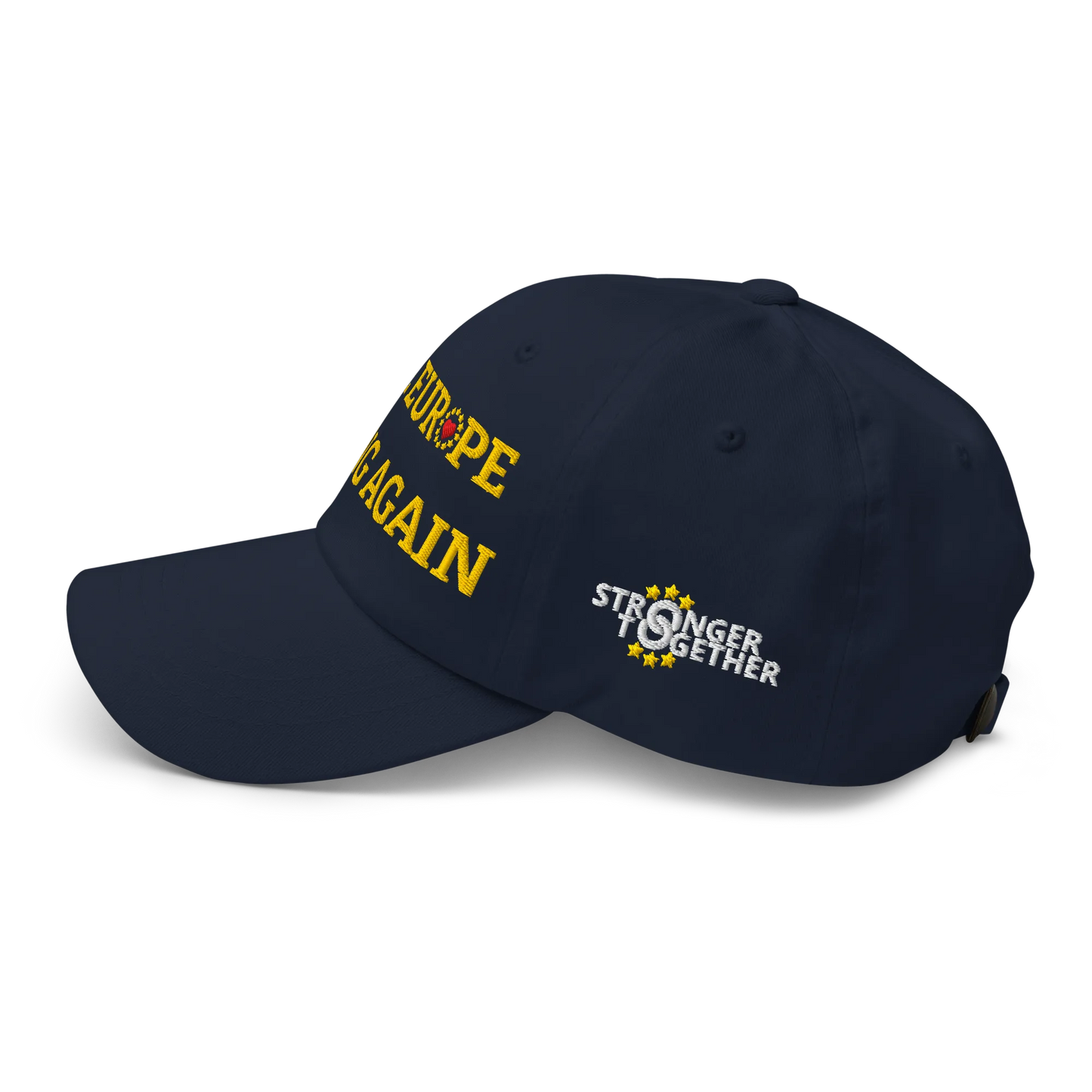 Navy Blue "Make Europe Strong Again" / MESA Cap with "Show the Love for Europe" emblem Left View