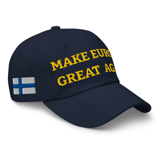 Navy Blue MEGA Cap with National Flag of Finland Right Front View