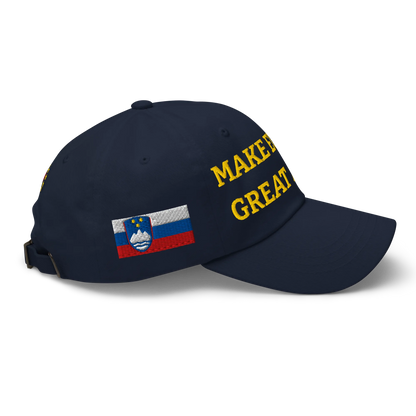 Navy Blue MEGA Cap with National Flag of Slovenia Right View