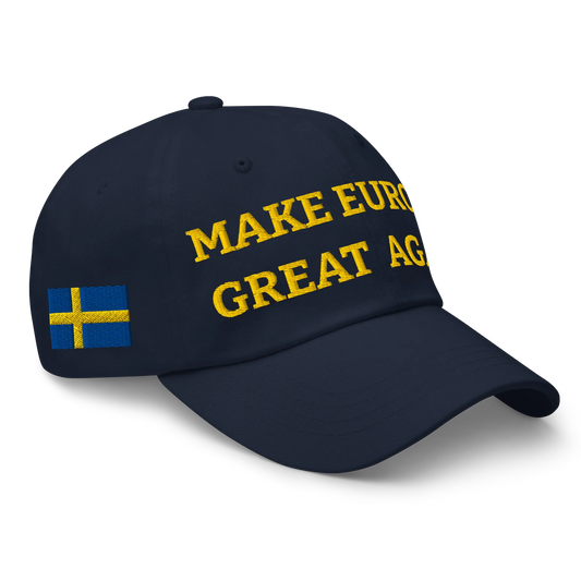 Navy Blue MEGA Cap with National Flag of Sweden Right Front View