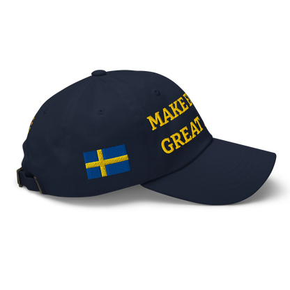 Navy Blue MEGA Cap with National Flag of Sweden Right View