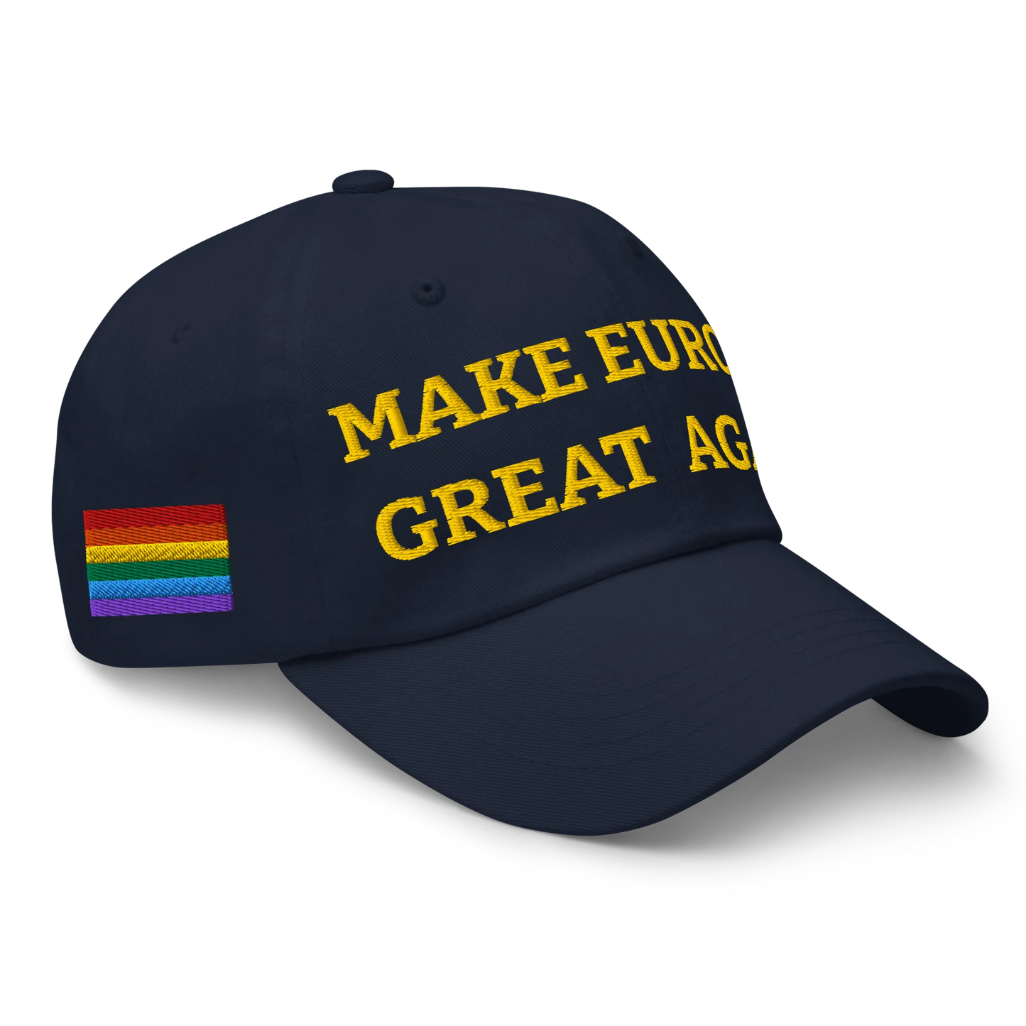 Navy Blue MEGA Cap with Rainbow LGBTQ flag Right Front View