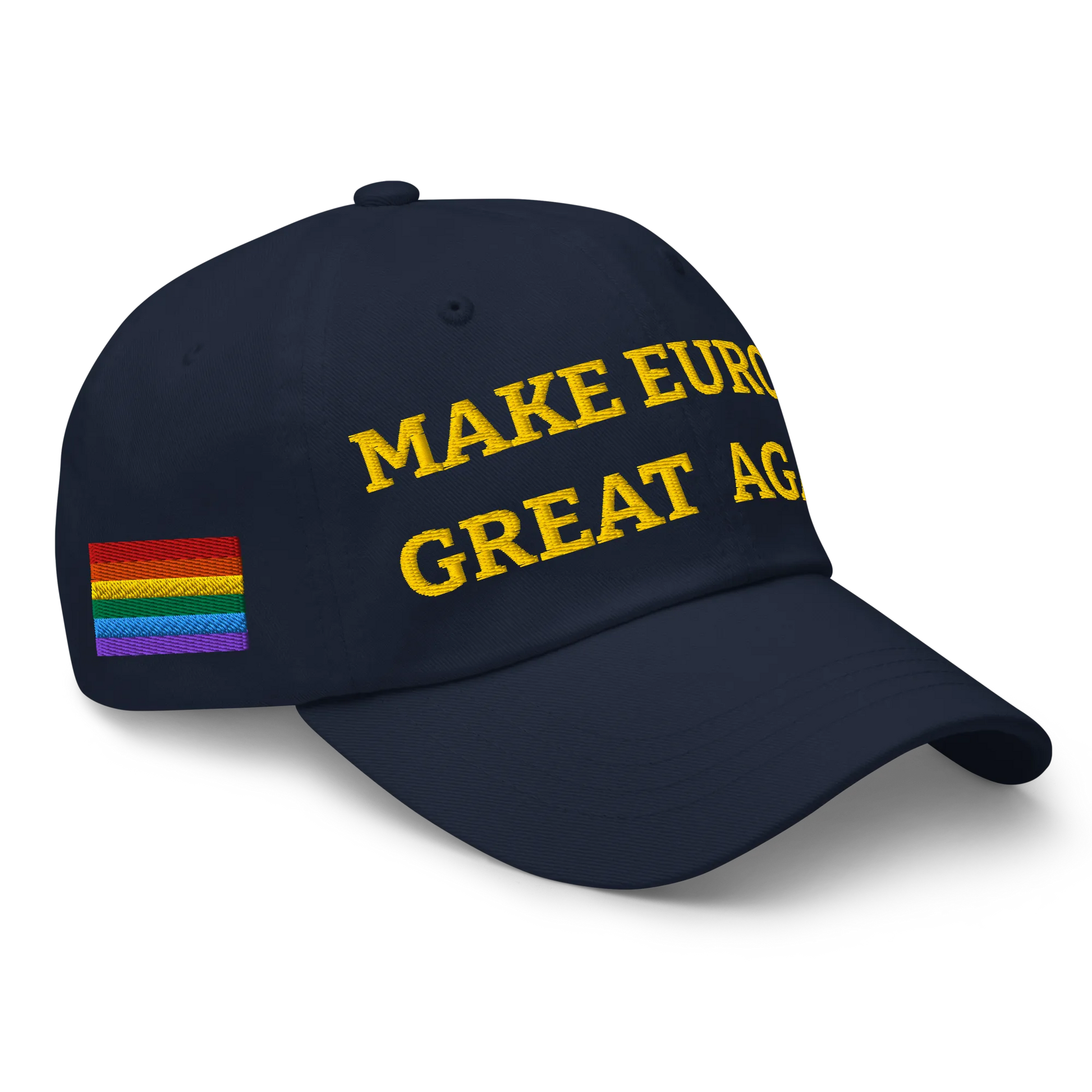 Navy Blue MEGA Cap with Rainbow LGBTQ flag Right Front View