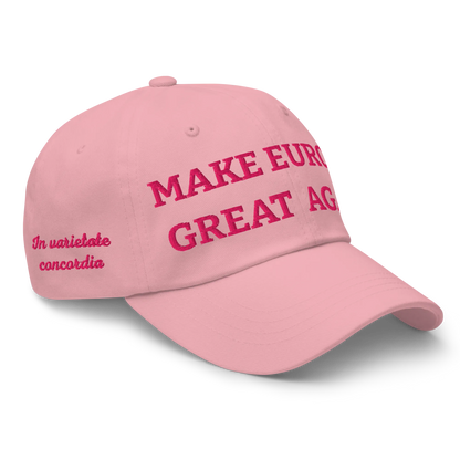 Pink "Make Europe Great Again" / MEGA Cap Right Front View