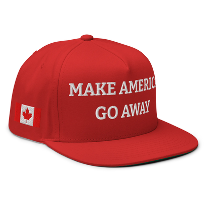Red "Make America Go Away" / anti-MAGA Cap with Flag of Canada Right Front View