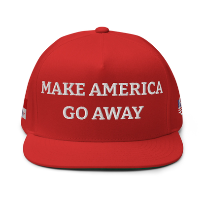 Red "Make America Go Away" / anti-MAGA Cap with Flag of Panama Front View