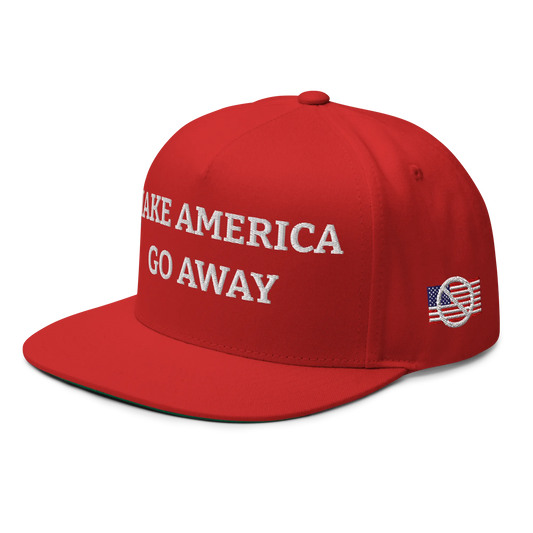 Red "Make America Go Away" / anti-MAGA Cap with Flag of Panama Left Front View