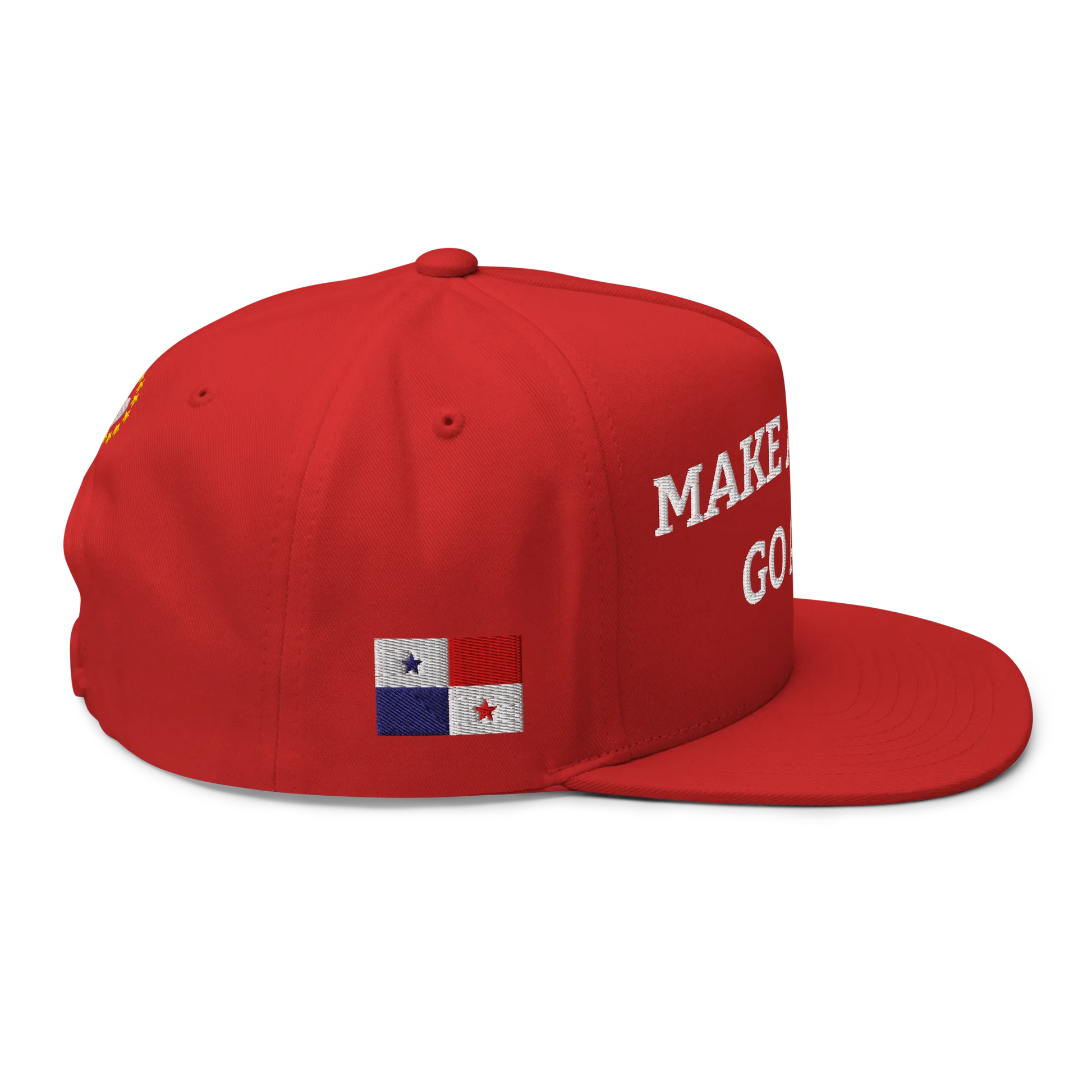 Red "Make America Go Away" / anti-MAGA Cap with Flag of Panama Right View